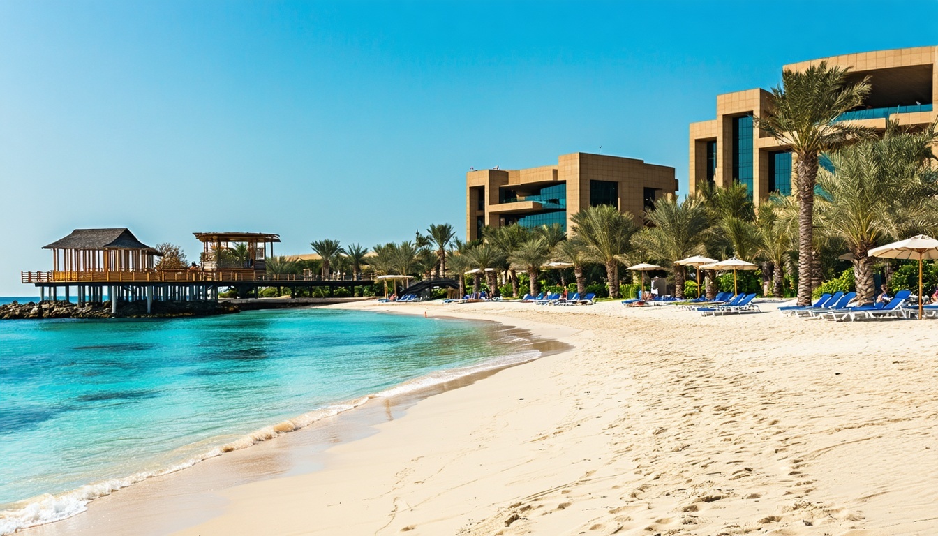 Scenic view of private beach at Aquaventure World Dubai